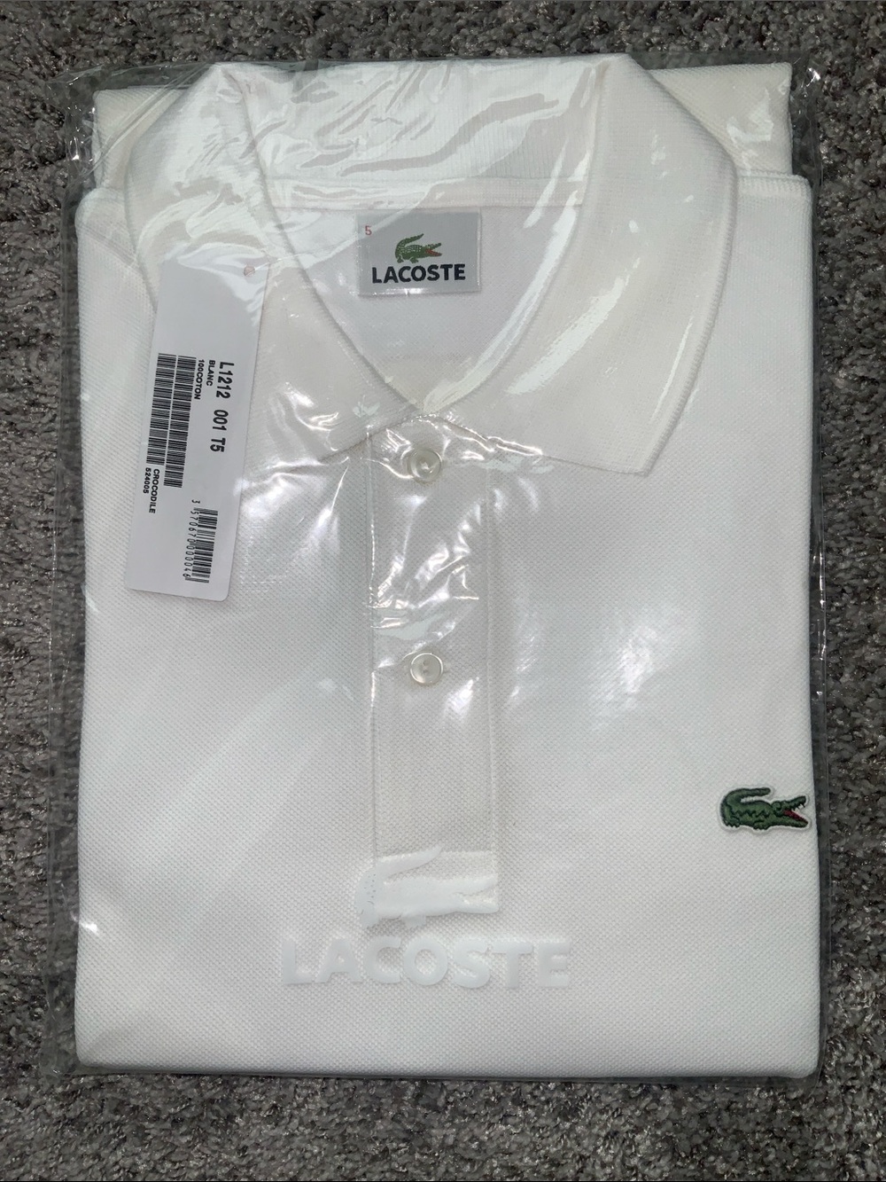 Lacoste Mens Original L.12.12 Classic Fit Pique Polo White 001 Size T5/L - Picture 6 of 6